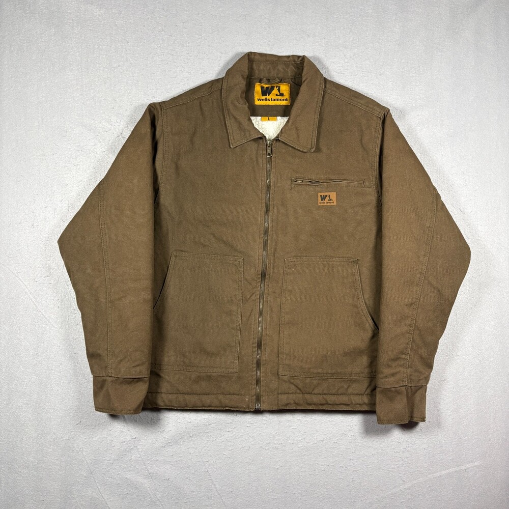 Wells Lamont Men's Brown Zip Front Full Zip Work Jacket Coat, Size L